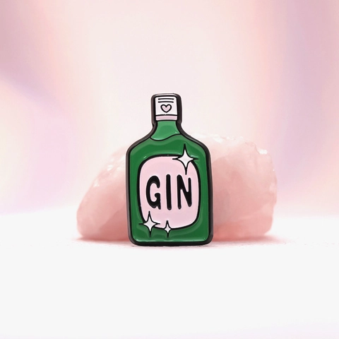 Broches en Alliage Émaillé Forme Bouteille d'Alcool Gin et Tonic Dessin Animé pour Sac à Dos Vêtements Chapeau Cadeau