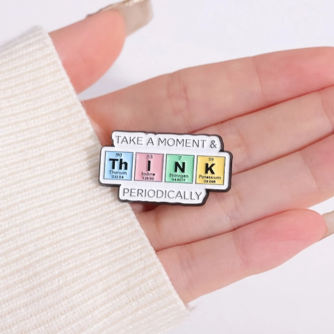 Creative Alloy Periodic Table Enamel Brooch Individual Geometric Cartoon Lapel Pin Science Pun Badge For Clothes Backpack Accessories Gift Unisex