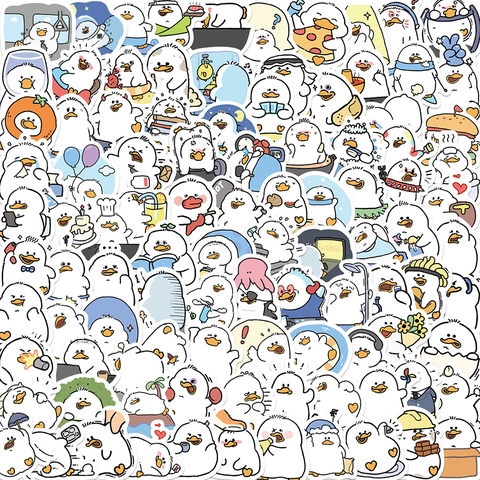 Cute Cartoon Duck Stickers Waterproof PVC Graffiti Decals For Laptop Scrapbook Diary Stationery Decoration DIY Decorative Sticker Set