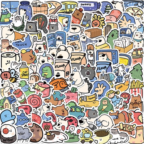 Simpatici Adesivi Graffiti Animali Cartone Animato Impermeabile PVC Per Valigia Laptop Telefono Scrapbooking Decorazione DIY