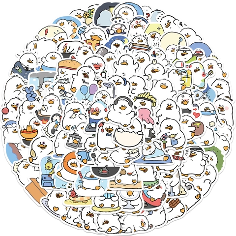 Cute Cartoon Duck Stickers Waterproof PVC Graffiti Decals For Laptop Scrapbook Diary Stationery Decoration DIY Decorative Sticker Set