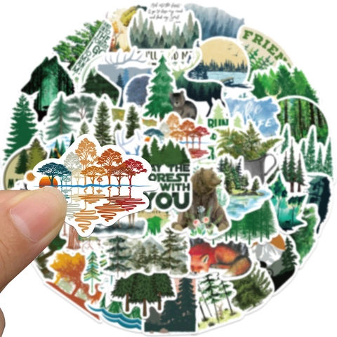 Green Forest Nature Stickers Waterproof PVC Outdoor Animal Decals For Laptop Luggage Bottle Aesthetic DIY Scrapbooking