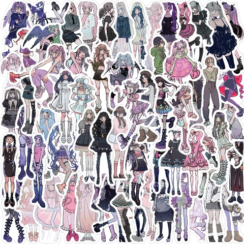 Autocollants Fille Anime Imperméables Décalcomanies PVC Pour Ordinateur Guitare Bagage Coque Téléphone Y2K Streetwear Punk