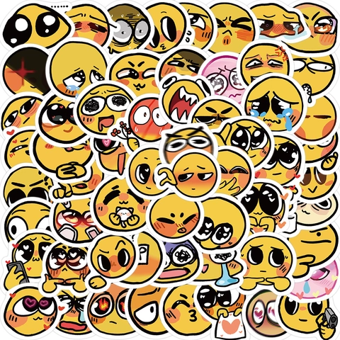 Funny Yellow Emoji Stickers PVC Waterproof Graffiti Decals For Laptop Luggage Guitar DIY Decoration Cartoon Face Stickers