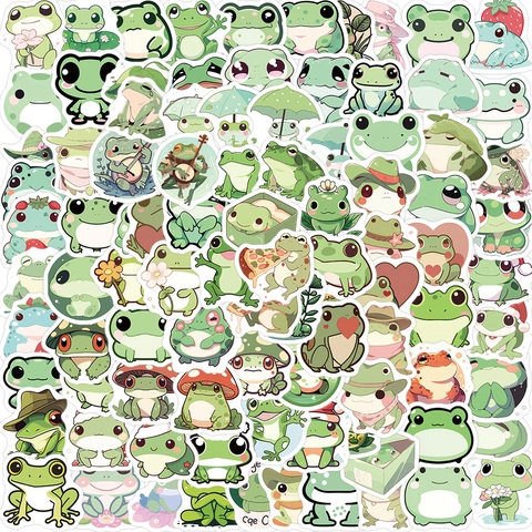 Mini Autocollants Graffiti Grenouille Dessin Animé Imperméable PVC Mignon Animal Décalcomanies Décoratives Pour Ordinateur Guitare Bagage DIY Scrapbook