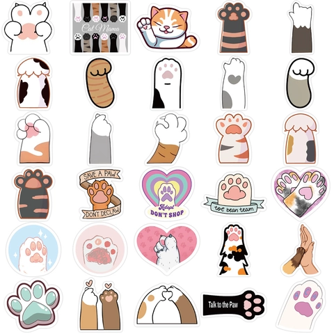 Adesivi Decorativi in PVC a Forma di Zampa di Gatto Impermeabili per Laptop Chitarra Valigia Fai da Te Graffiti Collezione
