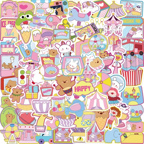 Dromerig Pretpark Thema Cartoon Stickers Waterdichte PVC Decoratieve Decals Voor Laptop Gitaar Bagage Scrapbook DIY Kantoorbehoeften