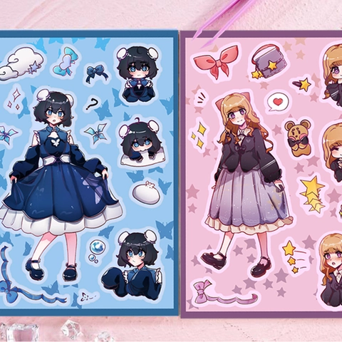 Adesivi Ragazza Anime Kawaii in PVC Impermeabile Decalcomanie Decorative Fai-da-te per Scrapbooking Cover Telefono Cancelleria
