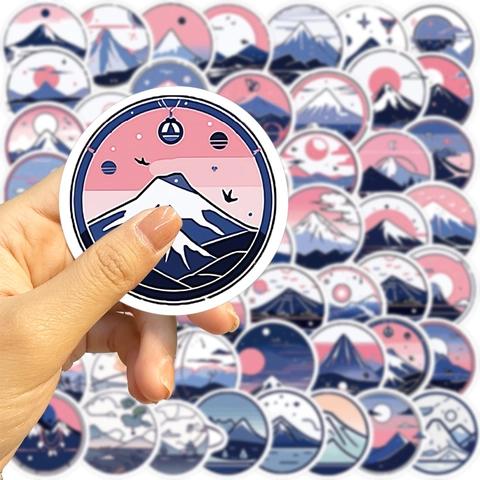 52 STÜCK Japanischer Berg Fuji Landschaft Wasserdichte PVC Aufkleber Für Laptop Gitarre Gepäck DIY Cartoon Berg Planeten
