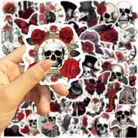 Adesivi Decorativi in PVC Impermeabili in Stile Gotico Punk Rosa Teschio Per Laptop Chitarra Bagaglio DIY Retro Steampunk Graffiti Decalcomanie Arte