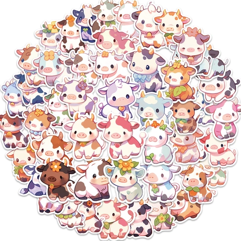 Cartoon Regenbogen Kuh Aufkleber Wasserdicht PVC Niedliches Tier Graffiti Decals Für Laptop Gitarre Gepäck DIY Deko Geschenk