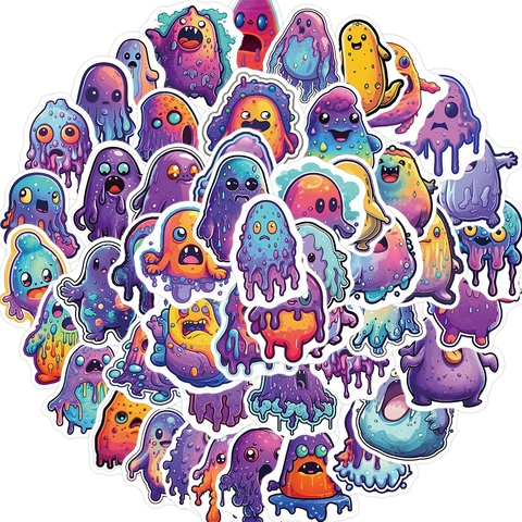 Autocollants Graffiti en PVC Imperméable Monstre Dessin Animé Slime pour Ordinateur Guitare Bagage Décalcomanies Décoratives DIY