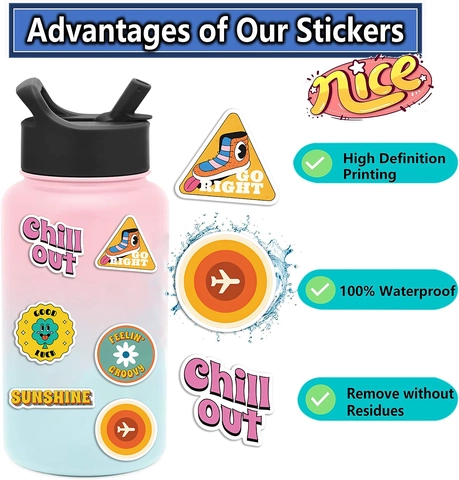 50Pcs Autocollants Graffiti Rétro Y2K Imperméables en PVC pour Ordinateur Guitare Bagages Bouteille d'Eau Scrapbooking