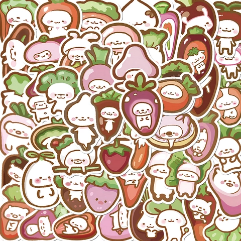 Adesivi in PVC Impermeabile Cartone Animato Verdura Frutta Personificata Decalcomanie Decorative Per Diario Laptop Bagaglio Regalo Bambini