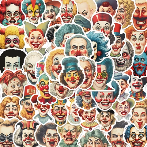 Adesivi Graffiti Pagliaccio Cartone Animato PVC Impermeabile Decalcomanie Joker Circo per Laptop Bagagli Chitarra Fai da Te