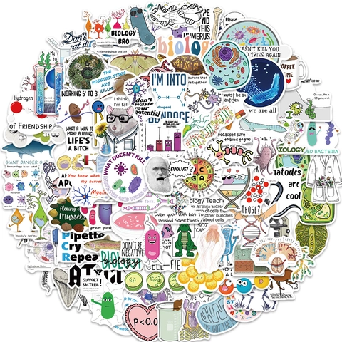 Adesivi Graffiti in PVC Impermeabili di Biologia Scienza per Laptop Bagagli Chitarra Fai da Te Cellule Cartoni Animati DNA Darwin Decalcomanie
