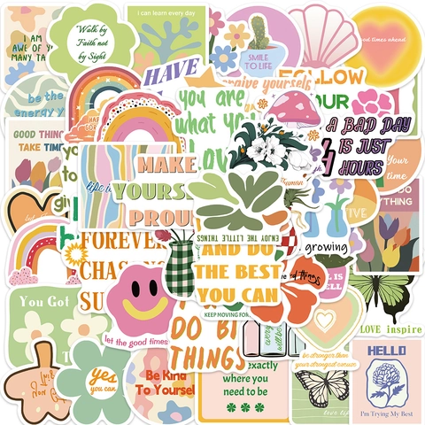 Adesivi Motivazionali Estetici Impermeabili PVC Morandi Rosa Verde Decorazione Per Laptop Bagagli Chitarra DIY Journal