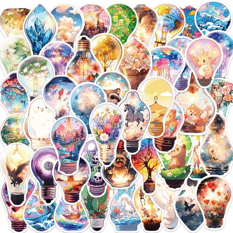 Waterdichte PVC Stickers Wereld In Een Gloeilamp Microlandschap Creatieve Kunst Decals Voor Laptop Gitaar Bagage DIY Decoratie