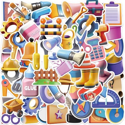 3D Cartoon Tool Stickers Waterproof PVC Decorative Decals For Laptop Guitar Luggage DIY Scrapbooking Stationery Stickers