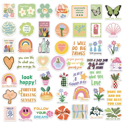Adesivi Motivazionali Estetici Impermeabili PVC Morandi Rosa Verde Decorazione Per Laptop Bagagli Chitarra DIY Journal