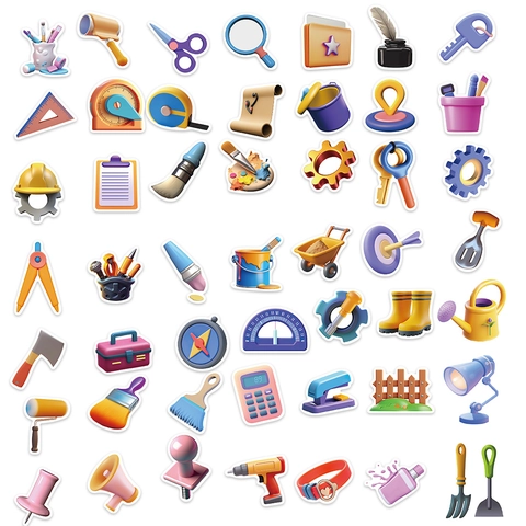 3D Cartoon Tool Stickers Waterproof PVC Decorative Decals For Laptop Guitar Luggage DIY Scrapbooking Stationery Stickers