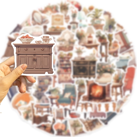 Adesivi Vintage in PVC Impermeabili per Arredamento Scrapbooking Laptop Bagagli Chitarra DIY Illustrazione Retro Decorativa