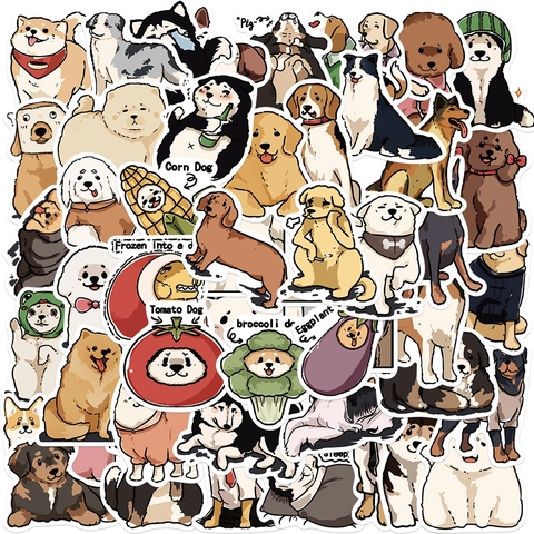 Cartoon Cute Dog Doodle Stickers Waterproof PVC Decals For Laptop Guitar Luggage DIY Notebook Decoration Gift For Kids Adults