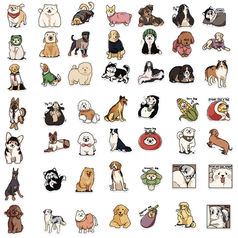 Cartoon Cute Dog Doodle Stickers Waterproof PVC Decals For Laptop Guitar Luggage DIY Notebook Decoration Gift For Kids Adults