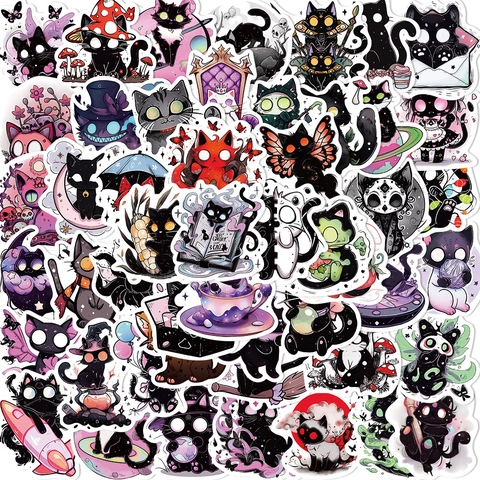 Dessin Animé Chat Fantôme Effrayé Autocollants Imperméable PVC Gothique DIY Décalcomanies pour Ordinateur Portable Bagages Guitare Papeterie
