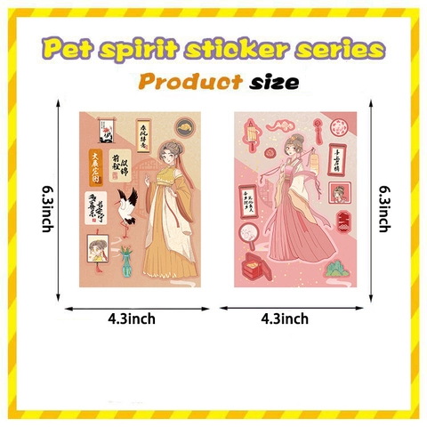Antieke Chinese Stijl Meisje Karakter Stickers PVC Waterdicht DIY Scrapbooking Journaling Telefoonhoesje Decoratieve Stickers