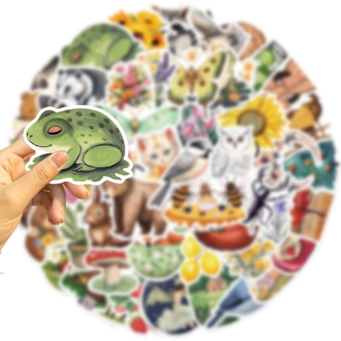Mystery Forest Animal Mushroom Plant Waterproof PVC Stickers For Laptop Guitar Suitcase DIY Scrapbooking Decor