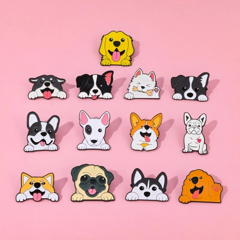 Cute Cartoon Dog Enamel Pin Set Alloy Puppy Animal Brooch Badge For Backpack Clothes Bag Decoration Gift For Pet Lovers