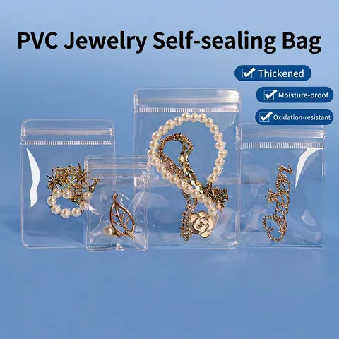 Bolsas De Embalaje Joyería Transparentes PVC Bolsas Cierre Hermético Antioxidantes Antipolvo Almacenamiento Pendientes