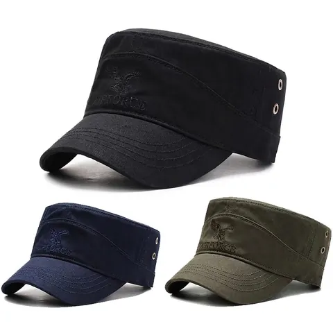 Baumwolle Kadetmütze Für Damen Herren Bestickter Adler Airforce Militärstil Verstellbar Sonnenschutz Baseballkappe