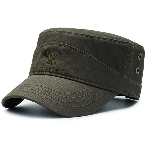 Baumwolle Kadetmütze Für Damen Herren Bestickter Adler Airforce Militärstil Verstellbar Sonnenschutz Baseballkappe