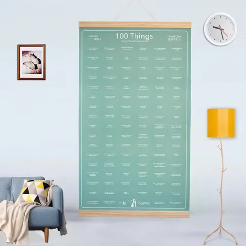 100 Things To Do Checklist Poster Wood Hanging Frame Couple Interactive Romantic Gift Parent Child Growth Record