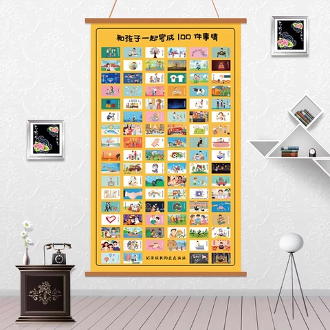 100 Things To Do Checklist Poster Wood Hanging Frame Couple Interactive Romantic Gift Parent Child Growth Record