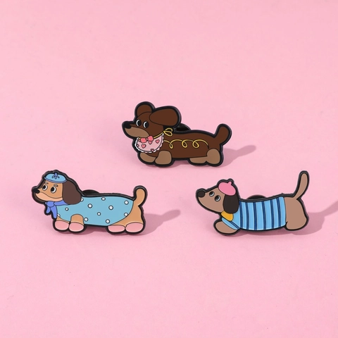 Süße Cartoon Dackel Hund Emaille Pin Metall Abzeichen Legierung Brosche Tier Zubehör Schmuck Für Kleidung Rucksack Dekoration Geschenk