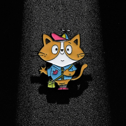 Cute Cartoon Cat Enamel Brooch Pin Propeller Hat Blue Shirt Crossbody Bag Alloy Metal Badge Clothes Backpack Decor Gift Kids Adults Jewelry