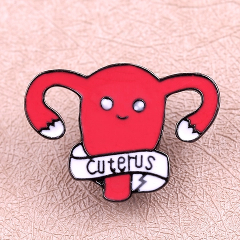 Creative Cartoon Uterus Enamel Pin Brooch Alloy Drip Oil Cuterus Funny Feminist Medical Badge For Women Clothing Jewelry