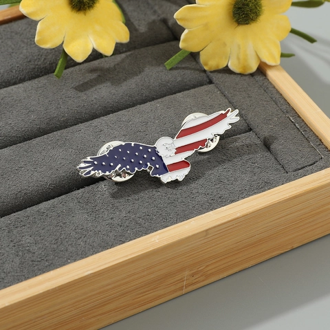 American Flag Bald Eagle Enamel Brooch Alloy Patriotic Stars Stripes Lapel Pin Metal Badge For Clothing Unisex Jewelry