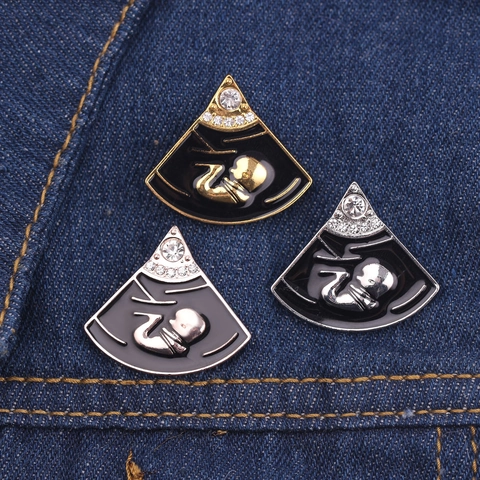 Creatieve Foetus Echoscopie Metalen Broche Legering Strass Emaille Embryo Badge Pin Voor Zwangere Vrouwen Medisch Cadeau Sieraden