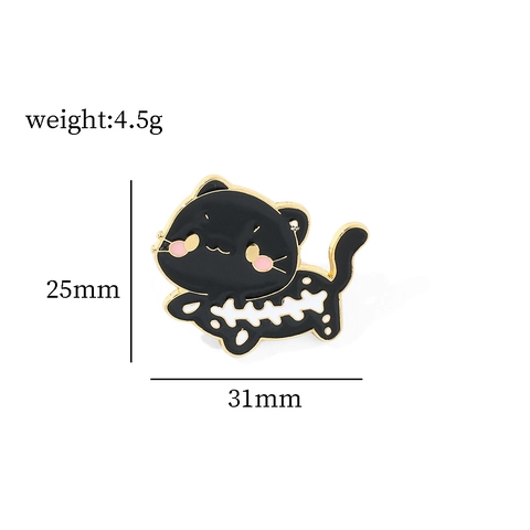 Spilla da Bavero in Smalto a Forma di Gatto e Pipistrello di Halloween Gatto Scheletro Strega Vampiro Gioielli per Zaino