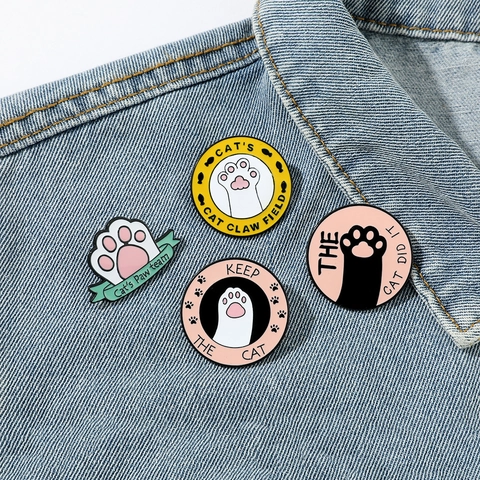 Süße Cartoon Katzenpfote Emaille Brosche Pin Legierung Tropföl Tier Abzeichen Für Rucksack Kleidung Zubehör Damen Schmuck