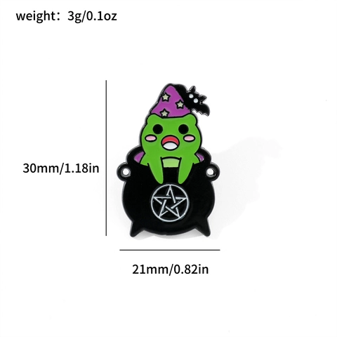 Spille Smaltate a Forma di Rana Mago in Lega Tema Magico Con Cappello da Strega Calderone Libro Per Decorazione Zaino Vestiti Festa di Halloween