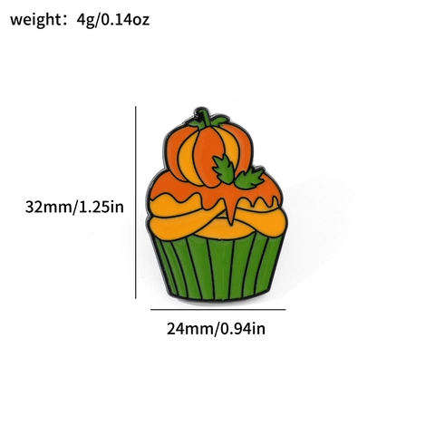 Halloween Cupcake Enamel Pin Brooch Alloy Pumpkin Skull Witch Hat Cartoon Badge Jewelry For Festive Party Favor Accessory