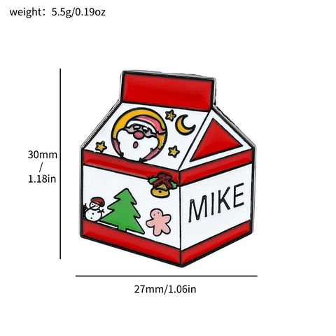 Süße Cartoon Milchkarton Emaille Brosche Pins Legierung Weihnachtsmann Frosch Kuh Abzeichen Mode Schmuck Weihnachtsgeschenk
