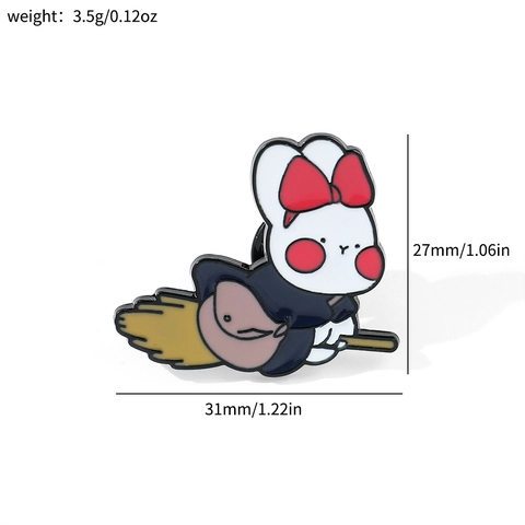 Lindos Broches De Esmalte De Animales De Dibujos Animados Aleación Conejo Montando Escoba Y Rana Caracol Insignia Para Estudiantes Accesorios De Ropa Regalo