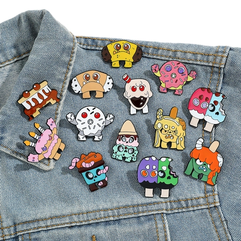 Cartoon Nachtisch Monster Emaille Brosche Spaß Donut Kuchen Eis Pin Abzeichen Für Kleidung Rucksack Zubehör Unisex Schmuck