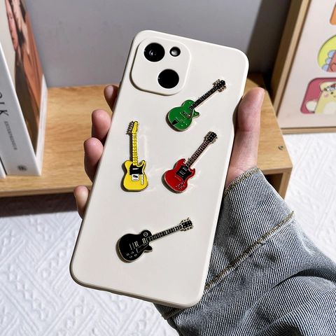 Spille da Balia Creative Individuali a Forma di Chitarra in Lega di Smalto Tema Musicale Distintivi per Vestiti Zaini Decorazione Regalo